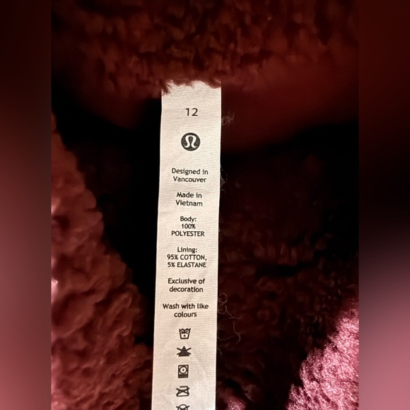 Lululemon Athletica Women's Maroon Boucle Fleece Jacket Coat 12 Large - Picture 7 of 7